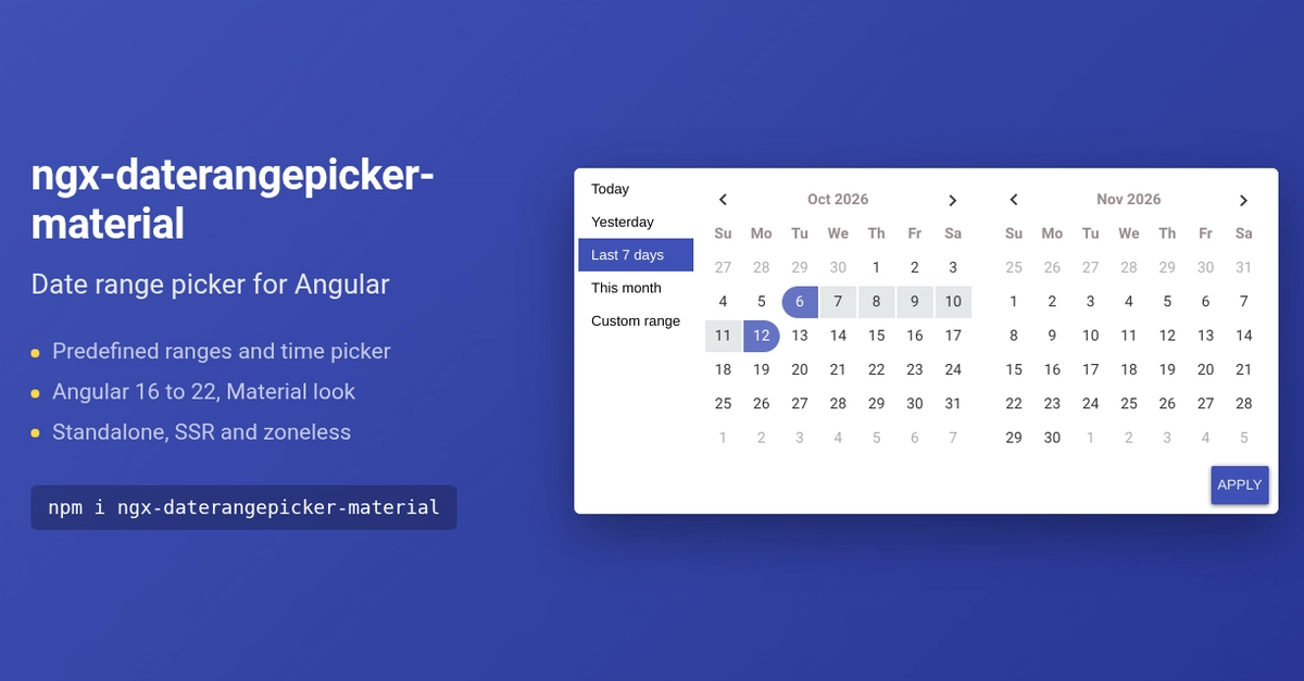The Resurrection of ngx-daterangepicker-material: How a Stalled Angular Pillar Found New Life